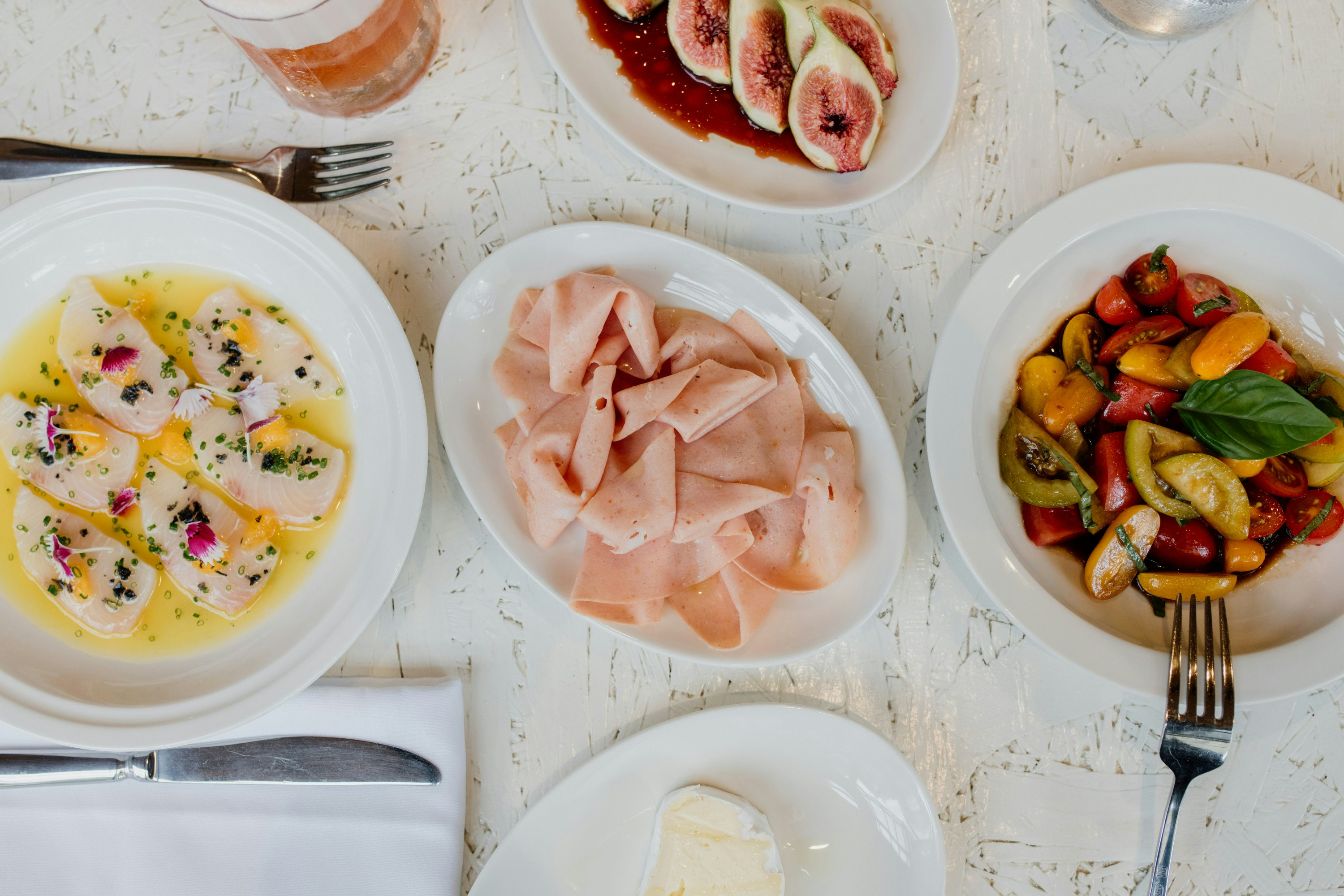 an above shot of three share-style dishes